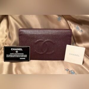 CHANEL CC Cavier skin Long Wallet. Excellent vintage condition. COA included